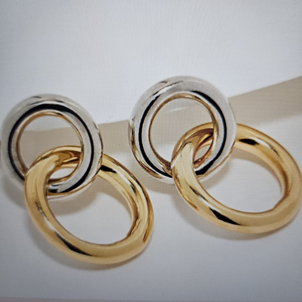 David Markstein Bronze Double Circle Interlocking Earrings